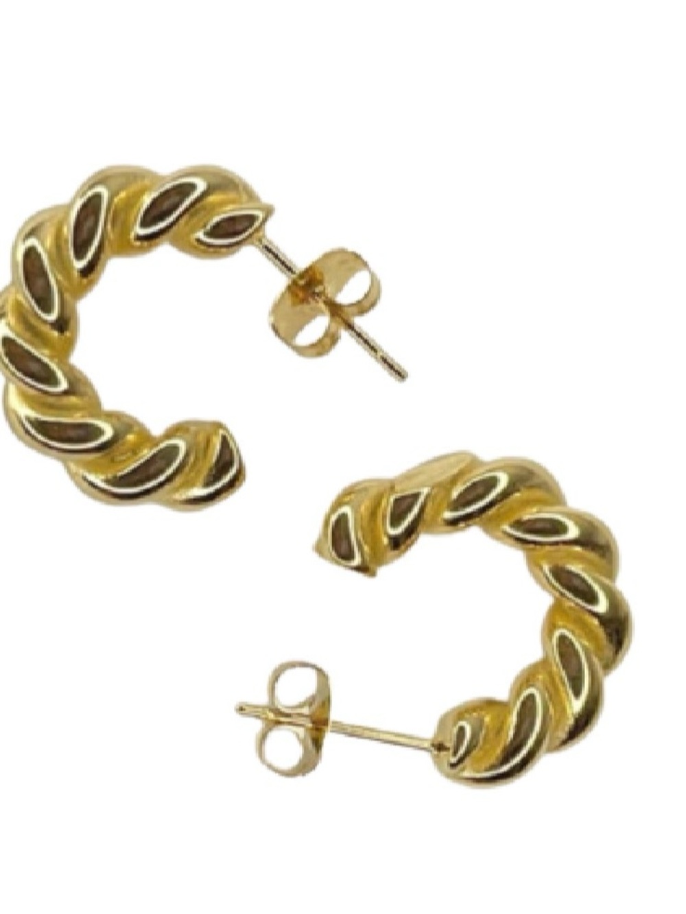 Gold Twisted Hoop Stud Earrings - Women Jewelry